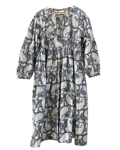 Boho Paisley Print Maxi Dress <b>Three</b> Quarter Sleeve Loose Fit O-Neck Woven Casual Dress Spring Breathable Viscose Cotton - Product Image 1
