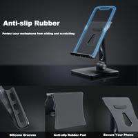 Support de téléphone flexible en alliage d'aluminium, étanche, base lestée anti-chute, support de tablette de bureau réglable et pliable pour iPad Rose