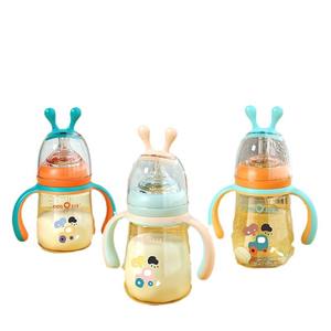 Biberon PPSU à large ouverture incassable avec poignée à motif de dessin animé, design en arc, grande tasse à paille en forme de bec de canard, une pièce - Product Image 1