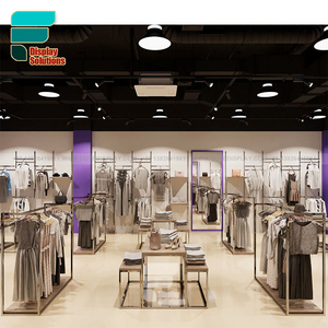 Tienda de lujo de gama alta, tienda de ropa de diseño, exhibición de ropa dorada, estante de exhibición de madera para tienda de ropa - Product Image 5