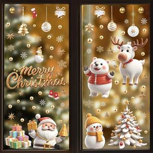 Autocollant de fenêtre de Noël, décorations de fenêtre en verre avec Père Noël de dessin animé, autocollant électrostatique, cerf, flocon de neige, décalcomanie d'<span class=keywords><strong>arbre</strong></span> de Noël - Product Image 1