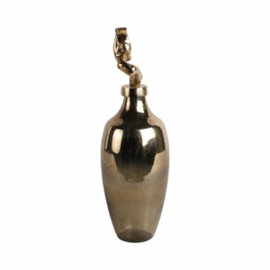 Vaso in vetro con accento scultoreo in metallo a forma di bottiglia per decorazioni casa e ufficio, composizioni floreali - Product Image 3