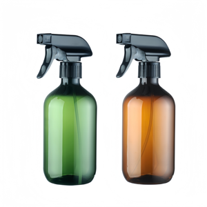 Vente flash 100ml 200ml 300ml 500ml Bouteille pulvérisateur à gâchette en plastique PET <span class=keywords><strong>vert</strong></span> ambre transparent pour l'eau, les liquides, les cosmétiques, le <span class=keywords><strong>shampoing</strong></span> - Product Image 1