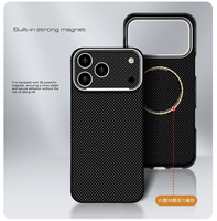 Coque Magnétique en Fibre de Carbone pour iPhone 13 14 15 16 17 Pro Max – Améliorez votre appareil vers le modèle 18 Pro Max avec transformation instantanée de l'objectif – Housse Antichoc