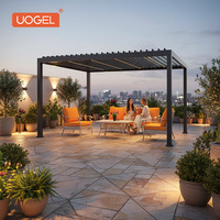 Pavillon de jardin sur toit Summer Night Breeze, structure en aluminium, imperméable, coupe-vent, anti-typhon, ambiance LED, conversations agréables