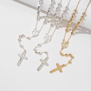 Joyería Religiosa Collar <span class=keywords><strong>con</strong></span> Colgante de Zircón de Guadalupe Virgen María <span class=keywords><strong>San</strong></span> <span class=keywords><strong>Benito</strong></span> Rosario <span class=keywords><strong>Cruz</strong></span> Bañado en Oro de 14k - Product Image 1