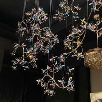 Lustre en cristal personnalisé en forme de fleur, grand lustre pour hall d'hôtel, restaurant, lampe suspendue pour plafond haut, lustre moderne
