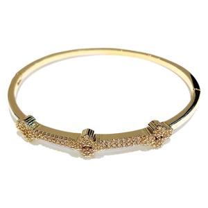 European American Fashion Micro Inlaid <b>Bracelet</b> <b>Copper</b> Alloy Gold Silver Flower Design Women's Jewelry Gift Bangle - Product Image 4