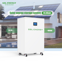 Batterie GSL ENERGY 20 kWh, stockage d'énergie solaire hors réseau, batterie lithium domestique 51,2 V 400 Ah 20 kWh, batterie hybride Lifepo4 avec roues