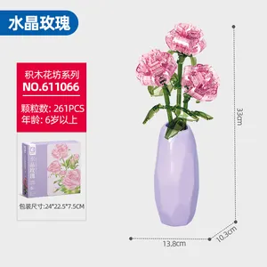 Sembo block 611066 building block flower include vase transparent rose decoration ornament toys simulated birthday gift