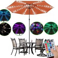 Parasol de camping extérieur, pare-soleil, télécommandé, alimenté par énergie solaire, étanche IP67, boîte à piles, guirlande lumineuse