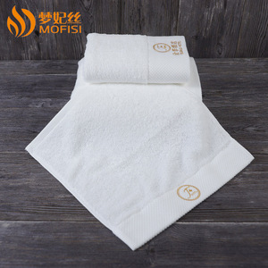 Serviettes d'hôtel en pur coton, serviettes de toilette blanches, logo personnalisé pour hôtels et salons - Product Image 2