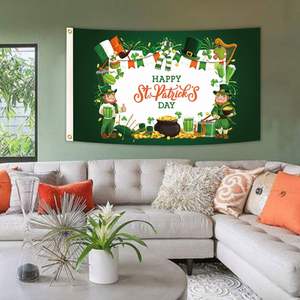 ธงสามเหลี่ยมสองด้านขนาด 3*5 ฟุต สำหรับวันเซนต์แพทริก ลายใบโคลเวอร์ ทำจากผ้าสักหลาด พิมพ์ด้วยเทคนิคดิจิทัล เหมาะสำหรับตกแต่งสนามหญ้ากลางแจ้ง - Product Image 4