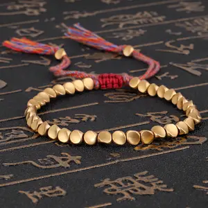 Sang trọng có thể điều chỉnh đầy màu sắc dây phụ nữ Phụ nữ mạ vàng không thường xuyên Đồng hạt Tây Tạng Phật Giáo May Mắn Vòng tay trang sức