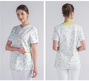 Breathable Cheap Printed Cartoon Pattern Dobby Fabric Woven Scrub Sets Needle Detection Women's Hospital Doctor Nurse <strong>Uniform</strong> <strong>CC</strong> - Product Image 5