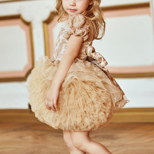 <strong>Gold</strong> Tulle Puff Ball Sequin <strong>Flower</strong> Party Birthday Wedding Baby <strong>Dress</strong> - Product Image 3