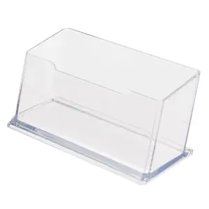 Nova Limpar Desk Prateleira Caixa de armazenamento de Desktop Cartão de Visita Titular Stand de Exibição de Plástico transparente