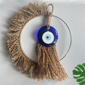 Hilo de cáñamo hecho a mano, tejido de Ojo Azul, decoración de pared, bazar de mimbre, Ojo del <span class=keywords><strong>diablo</strong></span> turco, arte de pared, decoración del hogar - Product Image 4
