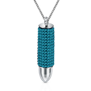 Colgante de Acero Inoxidable con Incrustaciones de Diamantes en Forma de Bala, Cadena de Acero Inoxidable de 16 mm, Color Azul, Negro, Blanco, Rosa, para Uso Diario - Product Image 3