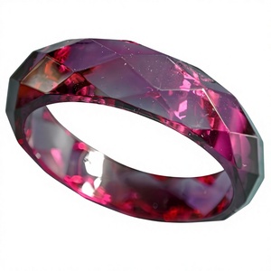 Brazalete de Jade Geométrico Vintage 2026, Brazalete de Resina Acrílica Morado Oscuro, Amuleto de Ángel de la Suerte para Mujer, Joyería Nueva para Manualidades - Product Image 1