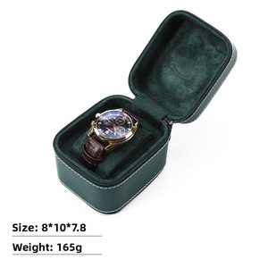 Boîtes cadeaux pour montres en gros, boîte à montre carrée simple en cuir PU avec fermeture éclair, boîtes à montres de luxe, boîte de rangement portable pour montres - Product Image 4