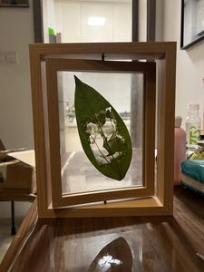 Arte <span class=keywords><strong>su</strong></span> Foglia con <span class=keywords><strong>Foto</strong></span> <span class=keywords><strong>Personalizzata</strong></span> + Cornice in <span class=keywords><strong>Legno</strong></span> Rettangolare Doppia con Effetto Fluttuante - Product Image 3