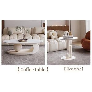 Tavolino da caffè moderno in ferro bianco da cina a forma di <span class=keywords><strong>foglia</strong></span> ovale tavolino da salotto C - Product Image 2