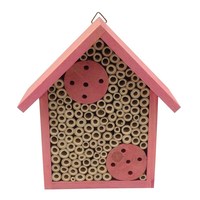 Hôtel à insectes en bois massif, durable, respirant et écologique avec fermeture auto-agrippante pour abeilles, papillons et coccinelles
