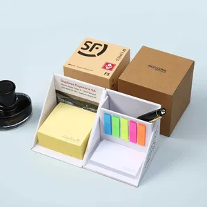 Logotipo personalizado promocional Desktop Paper Block Memo Pad Cube Sticky Notes Pad Com Pen Holder
