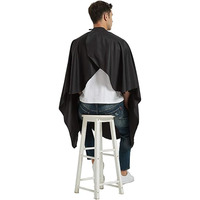 Cape de coiffure noire en polyester anti-adhésif, tablier de protection pour la coupe des cheveux, pour usage en salon, cape de barbier noire, logo personnalisé