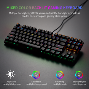 87 phím RGB Backlit nhỏ gọn Bàn phím <span class=keywords><strong>mini</strong></span> USB Type-C có dây trao đổi nóng Ergonomic chuyển đổi màu đỏ chơi game Bàn Phím Cơ khí cho máy tính xách tay - Product Image 4