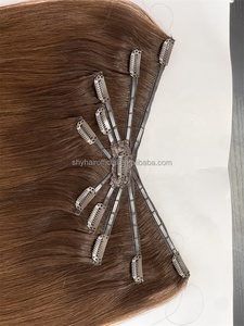 2025 застенчивый новый дизайн 100% человеческие русские волосы двойные невидимые необработанные 10D Осьминог зажим для наращивания волос Топпер - Product Image 3