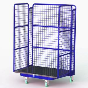 Heavy Duty Personnalisé En Acier Pliable Fil Métallique Maille Logistique Cargo Rolling Cage Chariot Premium Stockage Équipement Entrepôt - Product Image 1