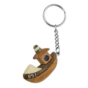 Portachiavi in Legno a Forma di Barca, Miniatura Intagliata a Mano con Numero 851 sul Scafo - Product Image 1