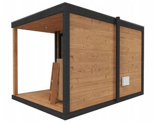 Sauna extérieur en forme de cube pour 4 à 6 personnes, sauna traditionnel à vapeur avec porte en bois thermique et en verre - Product Image 5