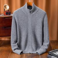 Pull en laine 100% pour homme, col montant, tricoté, chaud et épais, avec fermeture éclair en fourrure, pour l'automne et l'hiver