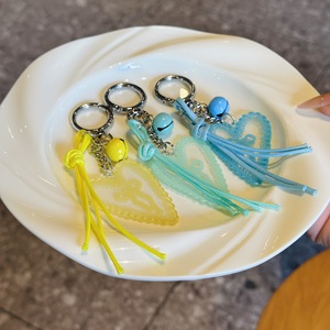 Bán Buôn Sáng Trái Tim Ren Keychain Với Tua Sợi Dây Thừng Và Chuông Đa Màu Sắc Nhựa Tình Yêu Keyring Hợp Thời Trang Cô Gái Túi Quyến Rũ - Product Image 5