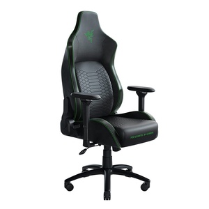 Chaise de Gaming en Faux cuir tapissé noir/vert, coussins en mousse de haute densité 300lb, pour joueur de course - Product Image 1