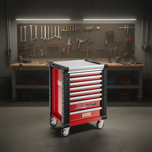 Usag Racing 519 Tool Cabinet 8 Drawer Red Steel Rolling <b>Workshop</b> <b>Storage</b> With Wheels - Product Image 3