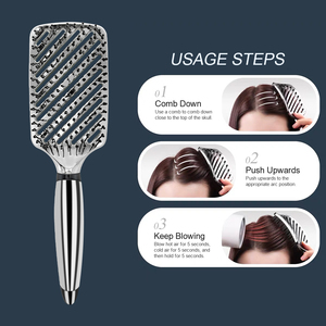 Cepillo de pelo de sarga para mujer, cerdas desenredadoras, pelo rizado y mojado, ergonómico, negro y plateado, cepillo de pelo para desenredar - Product Image 3
