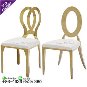 Silla de Comedor Nórdica de Acero Inoxidable Dorado y Blanco, Silla de Metal para Banquetes, Hoteles, Bodas y Eventos, Más Vendida - Product Image 3