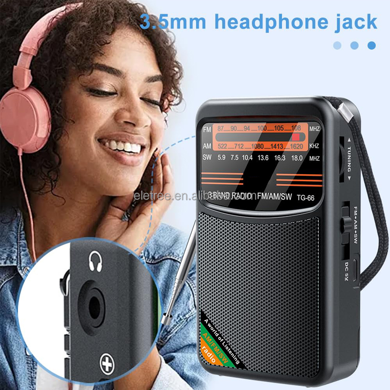 AudioComm 木目調ポータブルラジオAmlFM RAD-T785Z-WK