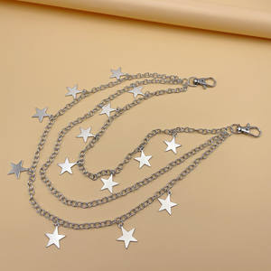 REWIN moda Punk çift katmanlı kadın gümüş Metal bağlantı yıldız Charm vücut zincir kemer bayanlar bel kot elbise için zincir kemer - Product Image 4