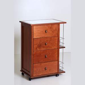 Carrito de Almacenamiento de Madera de Haya Sólida de Alta Calidad con Porta Botellas, Solución Organizativa Elegante - Product Image 1