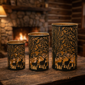 Support de bougie pilier en fer décoratif Sonnet, étanche, naturel, durable, fait main, pour décoration de Noël et de la maison, vente en gros - Product Image 2