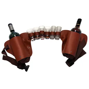 Cinturón de cuero con soporte de cintura para vasos de chupito para bebidas de fiesta personalizado