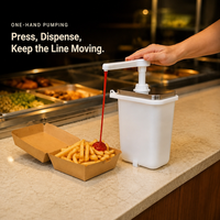 Distributeur de sauce grande capacité, seau à sauce en PP de 3,5 litres avec pompe pour buffet, cafétéria et restauration