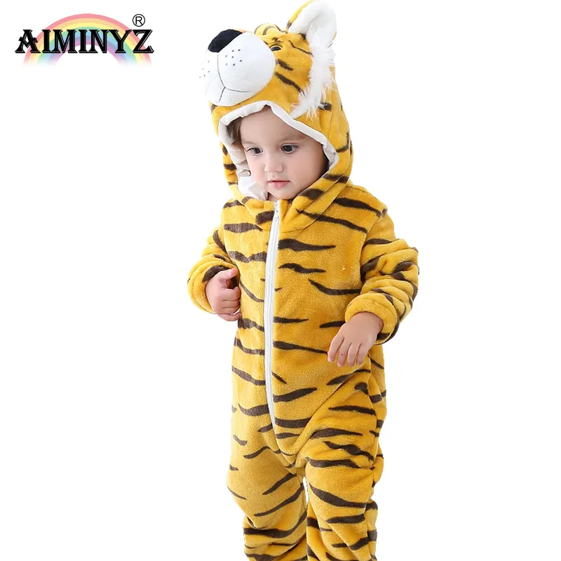 AIMINYZ grosir pakaian memanjat bayi, flanel Onesie hewan bayi musim semi musim gugur 2023 nyaman