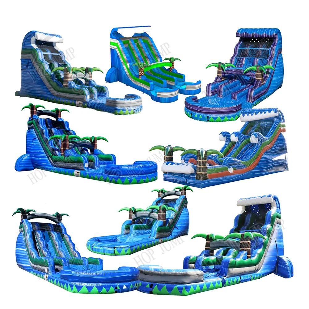 China Wholesale Manufacture Tropical Marble inflatable water slide with pool for kid's Commercial Water slide