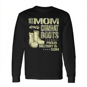 Ma mère porte des bottes de combat, fière de son fils militaire, t-shirt à manches longues - Product Image 2